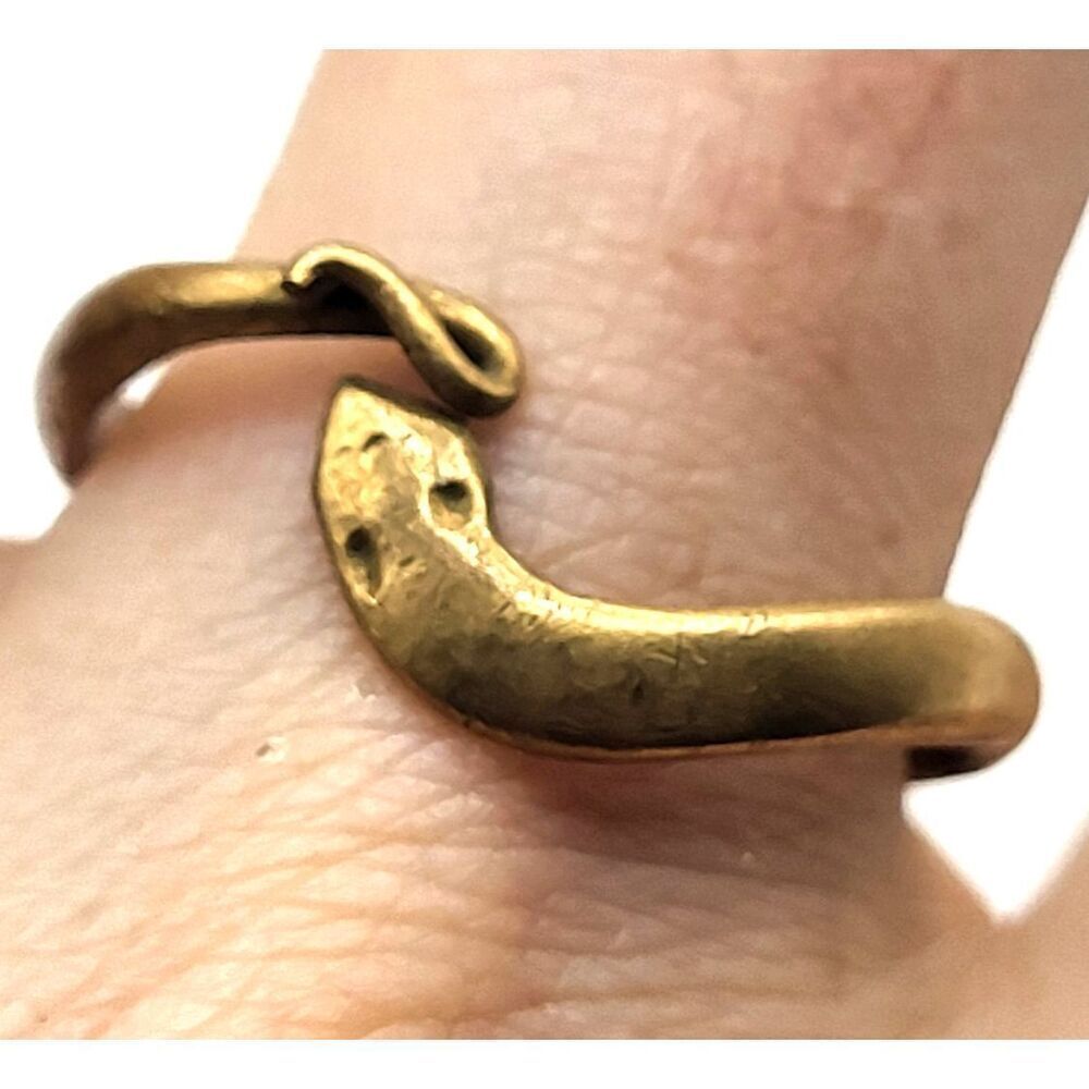 Artisan Handmade Vintage Brass Snake Ring Size 9
